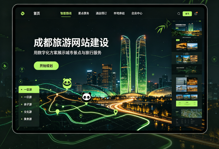 游客浏览成都旅游网站规划行程场景